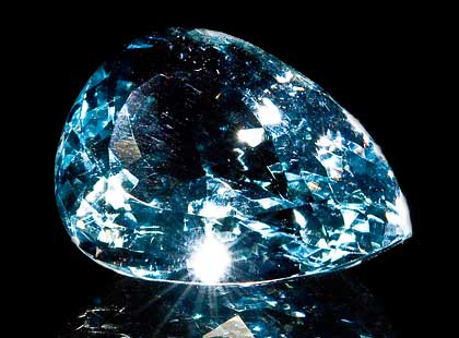 Blue Topaz faceted teardrop the December birthstone.